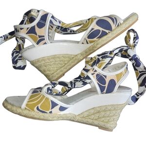 Aldo Women's Blue And Tan Wedge Heel Espadrilles 36EU